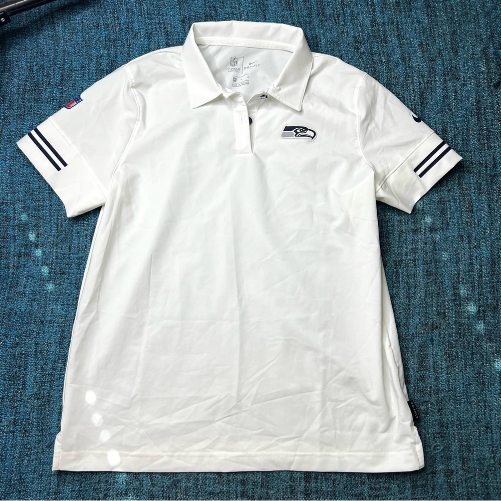 Nike On Field Seattle Seahawks Dri-Fit Polo Shirt in White Women's Medium NFL